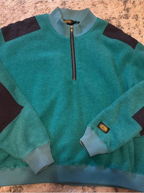 Woolrich Other - Vintage Woolrich Teal Zip-Up Fleece with Navy Shoulder Panels Mens xl